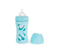 Twistshake Biberon in Vetro con Tettarella Rotonda con Silicone Sistema Anti-Coliche Flusso Medio, Latte Bottiglia di Bevanda per L'Alimentazione con Apertura Ampia, 260 ml, 2 + Mesi, Blu Pastello