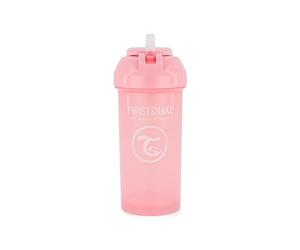 Twistshake Bicchiere Sippy Baby con Cannuccia 360ml,Bottiglie D'acqua per Bambini a Prova di Perdite Antigoccia per i più Piccoli, di Cannuccia Senza BPA, Sippy da Allenamento, Rosa Chiaro