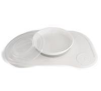 Twistshake Click Mat Set di Stoviglie - Tovagliette in Silicone per Bambini 38x25 cm + Piatto di Alimentazione con Coperchio, Adatto per Tavolo Liscio, Senza BPA, 6+ Mesi, Bianco