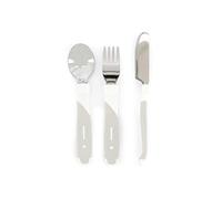 Twistshake Posate Bambini Acciaio Inox 12+ Mesi | Cucchiaio + Forchetta + Coltello | Set Svezzamento Educativo | Posate Apprendimento Neonati | Senza BPA | Bianco