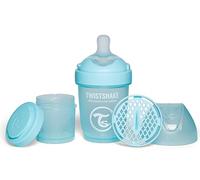 Twistshake Pro Double Biberon Anticolico con Contenitore per Latte in Polvere - 180 ml | Capezzolo Simile al Seno in Silicone a Flusso Lento | Senza BPA | Adatto per Neonati (0+) | Blu
