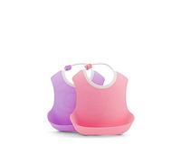 Twistshake Set di 2 Bavaglini di Plastica per Bambini 4+ mesi - Rosa/Viola