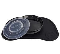 Twistshake Click Mat Kinderservies set - Tovagliette per bambini 38x25 cm + Peuterborden met Deksel, Babyvoeding Tafelset per Keuken Eettafel, BPA-Vrij, 6 Maanden+, nero