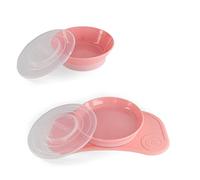 Twistshake Set Di Stoviglie Per Bambini Mini + Ciotole | Piatto Aspirante + Tovaglietta (31x17cm) + Ciotole | Senza BPA | Piatto Per L'addestramento Alla Pappa | Rosa