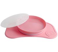 Twistshake Set di Stoviglie per Bambini Mini | Piatto di Aspirazione del Bambino + Tovaglietta del Bambino (31x17), Senza BPA, in 3 Parti, 6 Mesi+ Piatto, rosa Chiaro