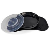 Twistshake Set di Stoviglie per Neonati e Bambini - Mini Piatto di Aspirazione + Set da Tavola (31 x 17), Senza BPA, 3 Pezzi, 6 Mesi+, Colore: Nero