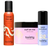 TWISTY Set Styling - Crema Ricci, Schiuma Capelli e Curl Booster - Kit Completo per Capelli Ricci e Mossi Definiti