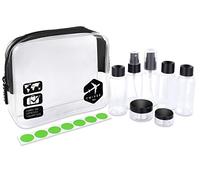 TWIVEE - borsa da toilette trasparente con set di bottiglie da viaggio - 1 litro - set da viaggio - unisex - kit da viaggio trasparente - liquidi per il bagaglio a mano