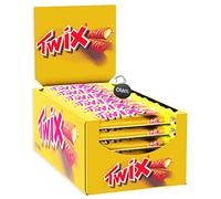 Twix Snack Barrette con Biscotto Ripieno di Caramello e Ricoperto di Cioccolato al Latte - Box 25x50gr con Portachiavi CAIYA®