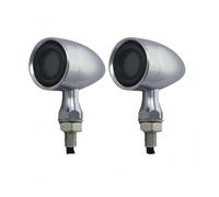 Twixral Indicatore proiettile per moto anteriore per LED per Chopper Bobber | Lente fumè retrò, alloggiamento in alluminio nero, 12V, anteriore e posteriore, facile montaggio da 10 mm(CX-TSL301-CHSK-3)
