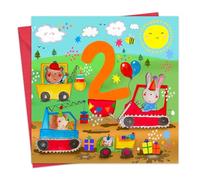 Twizler Biglietto di auguri per 2° compleanno per ragazzi - Diggers - Biglietto di auguri per bambini di 2 anni