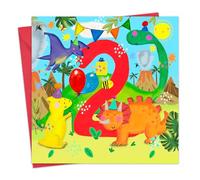 Twizler Biglietto di auguri per 2° compleanno per ragazzi, dinosauri, biglietto di auguri per il secondo compleanno per ragazzo, biglietto di auguri per il figlio di 2 anni, biglietto di compleanno