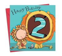 Twizler Biglietto di auguri per 2° compleanno per ragazzo con leone - Biglietto di compleanno per 2 anni
