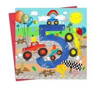 Twizler Biglietto di auguri per 5° compleanno per ragazzi, Monster Trucks, biglietto di auguri di compleanno per bambini di 5 anni, per ragazzo, figlio, nipote