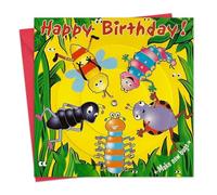 Twizler - Biglietto di compleanno per bambini con insetti della giungla - Biglietto di compleanno per bambini - Biglietto di compleanno per ragazzi - Biglietto di compleanno per ragazze