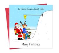 Twizler Biglietto di Natale con scritta in inglese "Tough Hole", divertente biglietto di Natale per golfista, per lui, marito, papà, figlio, per donna, per moglie, mamma, figlia