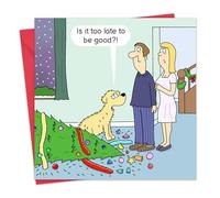 Twizler Biglietto di Natale divertente con cane - Tree Trouble - Biglietto di auguri di Natale da uomo per lui marito papà figlio - divertente da donna per moglie, mamma, figlia