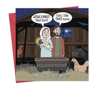 Twizler Divertente biglietto di Natale con Gesù Cristo, biglietto di auguri di buon Natale, umoristico, da uomo, per lui, marito, figlio, papà, da donna, per moglie, figlia, mamma, buone vacanze