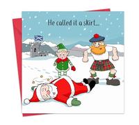 Twizler Divertente biglietto di Natale - Kilt scozzese - Biglietti di auguri di buon Natale - da uomo per lui, marito, papà, figlio, da donna, per moglie, mamma, figlia