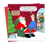 Twizler Divertente biglietto di Natale - Property Ladder - Merry Christmas Cards Funny - Mens Xmas for him husband dad son - Womens Xmas for Her wife Mum Daughter