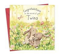 Twizler New Twins vibrazione con cute Twin Bunnies - New Baby Twins - Cartolina Twins - New Baby card - New Baby Boy card - New Baby Girl card - neonato Essentials - Biglietto di congratulazioni
