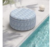TWLEAR Pouf gonfiabile per interni ed esterni, adatto a tutte le stagioni, diametro 88 x 35 cm, poggiapiedi rotondo, poggiapiedi portatile per patio, giardino, veranda, casa, blu ciottoli