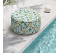 TWLEAR Pouf gonfiabile per interni ed esterni, pouf ottomano per tutte le stagioni, diametro 88 x altezza 35 cm, poggiapiedi rotondo, poggiapiedi portatile per patio, giardino, veranda, casa, opale