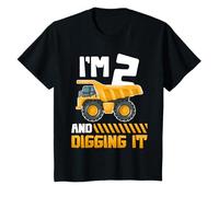 Two 2yr 2nd Birthday Construction Boys Girls 2 Years Old Maglietta