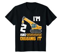 Two 2yr 2nd Birthday Construction Boys Girls 2 Years Old Maglietta