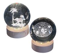 Two 3D Crystal Ball Night Lights USB Lamp with Galaxy and Elephant designs