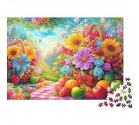 Two Baskets of Blooms And Fruits on Table Puzzle Da 1000 Pezzi Fruit-themed Ideale Per I Regali Di Compleanno E Di Vacanza 70x50cm/1000pcs