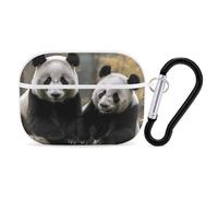 Two Big Pandas AirPods Pro 2, custodia protettiva rigida antiurto per donne e uomini, compatibile con custodia Airpod Pro di 2a/1a generazione con portachiavi, bianco