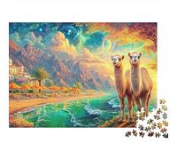 Two Camels by Beach And Castle Puzzle Da 1000 Pezzi Desert-style Camel Ottimo Regalo Per Anziani, over 65, Adulti E Bambini 70x50cm/1000pcs