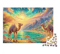 Two Camels by Coastal Beach at Sunset Puzzle Da 1000 Pezzi Desert-style Camel Gioco Di Allenamento Mentale Per Adulti E Bambini 70x50cm/1000pcs