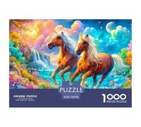 Two Chestnut Horses Run through Vibrant Stream Puzzle Da 1000 Pezzi Horse Sfida Di Ingegno Per Tutte Le Età 70x50cm/1000pcs