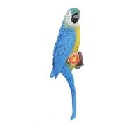 Two Color Tropical Hanging Parrot Decorative Artificial Bird Statues for Tree Ornamentation Outdoor Balcony Lawn Tree Trunk Porch Accents (Left Blue Macaw Parrot)