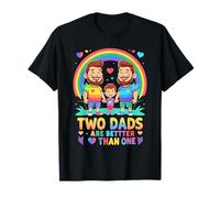 Two Dads One Love LGBTQ+Parenting Pride Art Maglietta