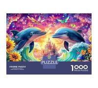 Two Dolphins Face by A Castle Puzzle Da 1000 Pezzi Playful Dolphin Giochi Di Puzzle Per La Famiglia Per Tutte Le Età 52x38cm/1000pcs