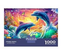 Two Dolphins Leap by A Fairy Castle Puzzle Da 1000 Pezzi Playful Dolphin Ideale Per Il Piacere Familiare, Adulti E Bambini 70x50cm/1000pcs
