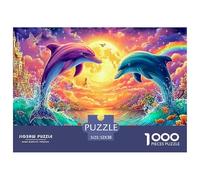 Two Dolphins Leap by A Moonlit Castle Puzzle Da 1000 Pezzi Dolphin Giochi Di Puzzle Per La Famiglia Per Tutte Le Età 52x38cm/1000pcs