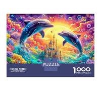 Two Dolphins Leap near A Castle Puzzle Da 1000 Pezzi Playful Dolphin Divertimento Di Ingegno Per Adulti E Bambini 38x26cm/1000pcs