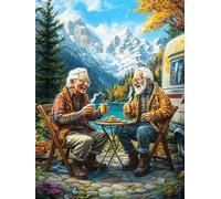 Two Elders Camping by Van Puzzle 500 Pezzi Per Adulti in Cartone Rigido 3D Panoramico Per Viaggi E Vacanze Miglioramento Concentrazione Edizione Esclusiva Qualità 500 PCS