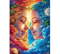 Two Faces in A Sunset Swirl Puzzle 300 Pezzi Per Neonati E Bambini Science Fiction Magical Dream Cartone Atossico Resistente Difficoltà Bassissima Per Attività Educative A Casa Qualità Sicura Certifi