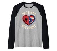 Two Flags One Family Albanian Puerto Rican Roots Albania Maglia con Maniche Raglan