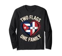 Two Flags One Family Half Cuban Dominican Roots Cuba Maglia a Manica