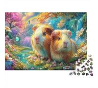 Two Guinea Pigs in A Rainbow Garden Puzzle Da 1000 Pezzi Cute Guinea Pig Ideale Per Il Piacere Familiare, Adulti E Bambini 52x38cm/1000pcs