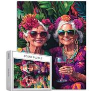 Two Happy Grandmothers - Puzzle da 1000 pezzi per adulti, con scene che bevono, puzzle artistico, impegnativo, giochi di attività per la famiglia, colorato, fai da te, decorazione per la casa, regali