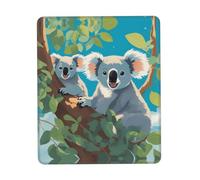 Two happy koala tappetino per mouse multicolore in gomma ispessita con bordo bloccato 21,1 x 26,2 cm per ufficio, gioco, studio e scrivania