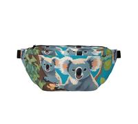 Two Happy Koalas - Marsupio a tracolla grande, idea regalo per sport, festival, allenamento, viaggi, corsa, casual, nero, taglia unica, Nero , Taglia unica