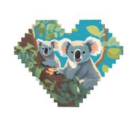 Two Happy Koalas Print Building Brick Block Puzzle - Puzzle a forma di cuore, immagine puzzle in legno